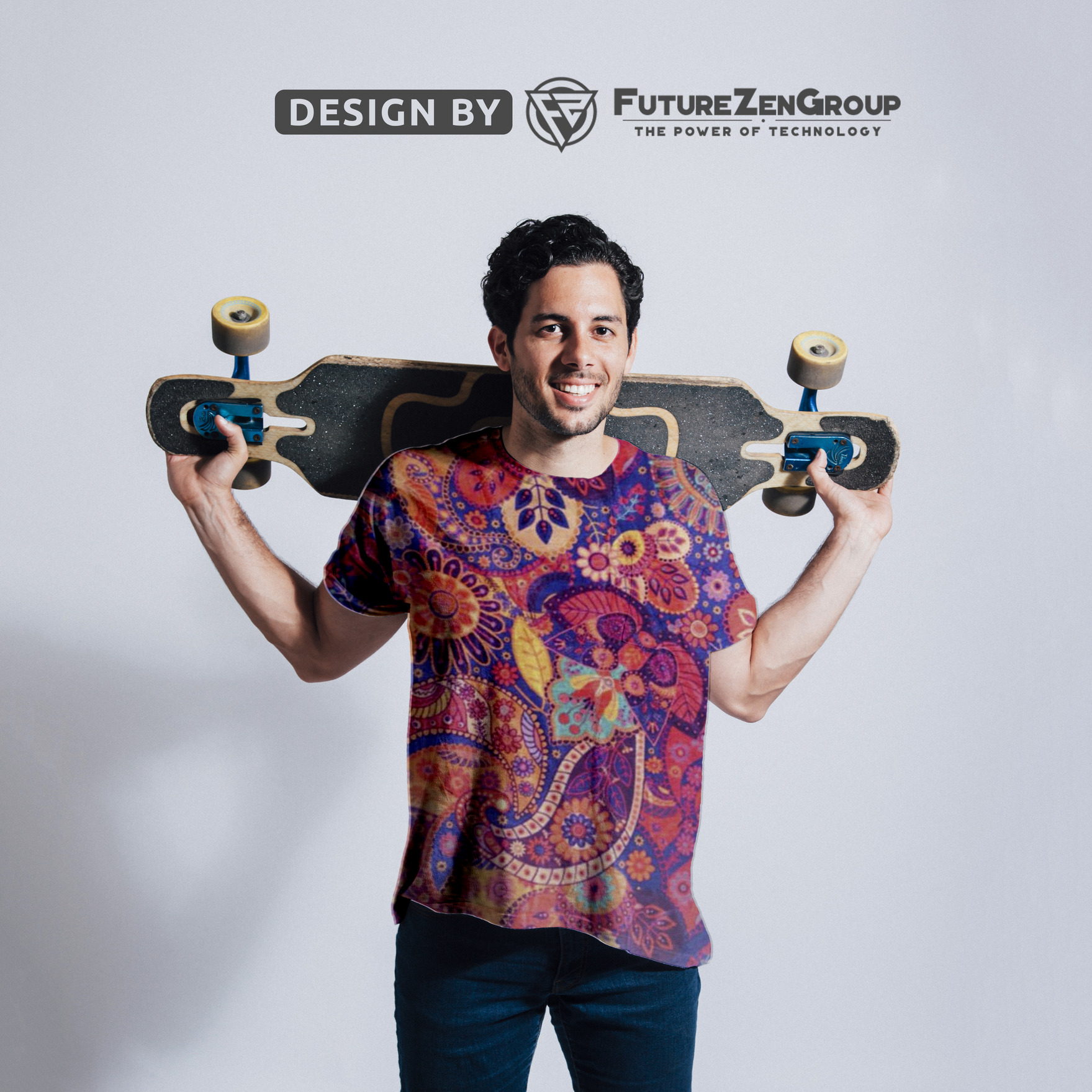 man flower shirt Realistic T-shirt Mockup PSD - Image 2
