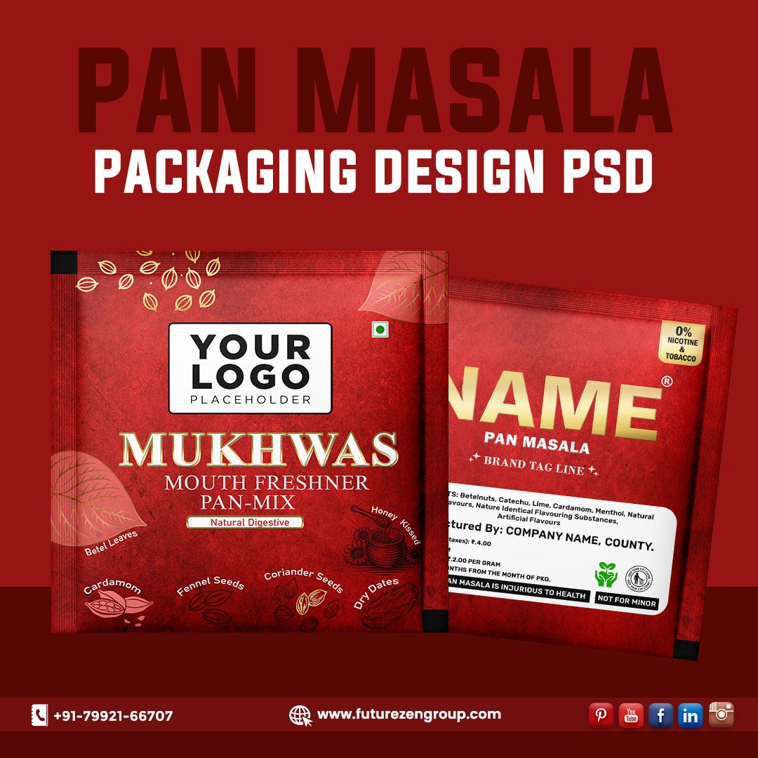 Red & Golden Pan Masala Red Aad Golden Pan Masala Packaging Design PSD